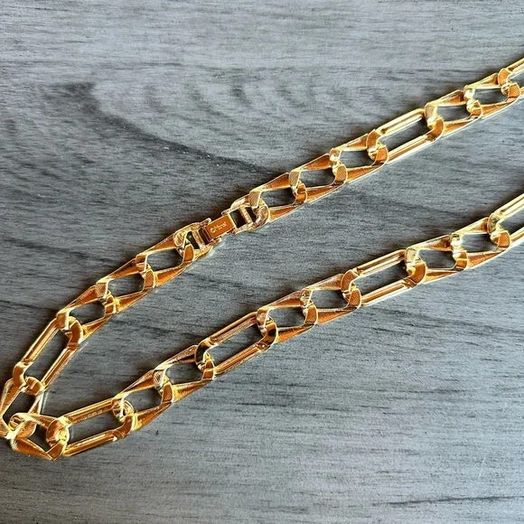 Monet Gold and Red Chain Necklace - Picture 4 of 6